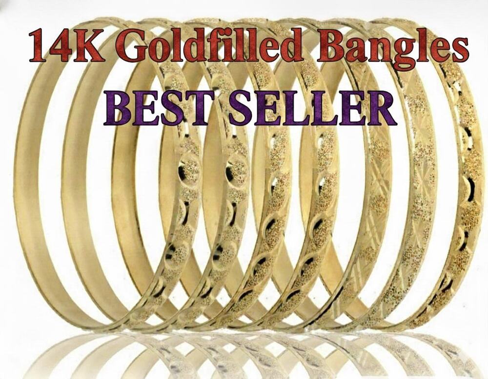 14K Gold FILLED Set of 7(Seminario) BANGLES With Warranty